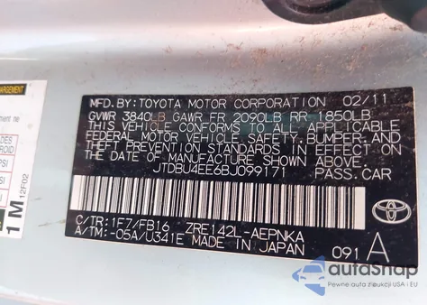 2011 Toyota Corolla Le из США, поврежденный, VIN JTDBU4EE6BJ099171